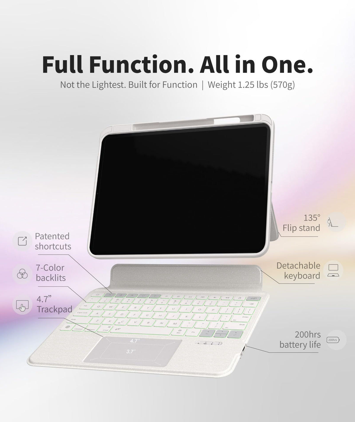 Funda con Teclado Bluetooth EIP iPad 10.2 y iPad Air 10.5 Magnética Desmontable con Trackpad