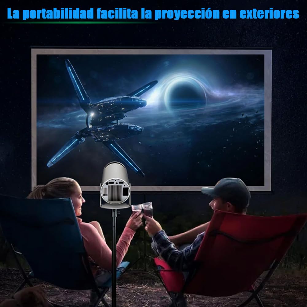 Proyector Portátil Inteligente 4K Auto Keystone Pantalla 130 Pulgadas WiFi 5G Bluetooth 5.0 Giro 180 Grados para iOS/Android PC Laptop PS5 TV NS PPT