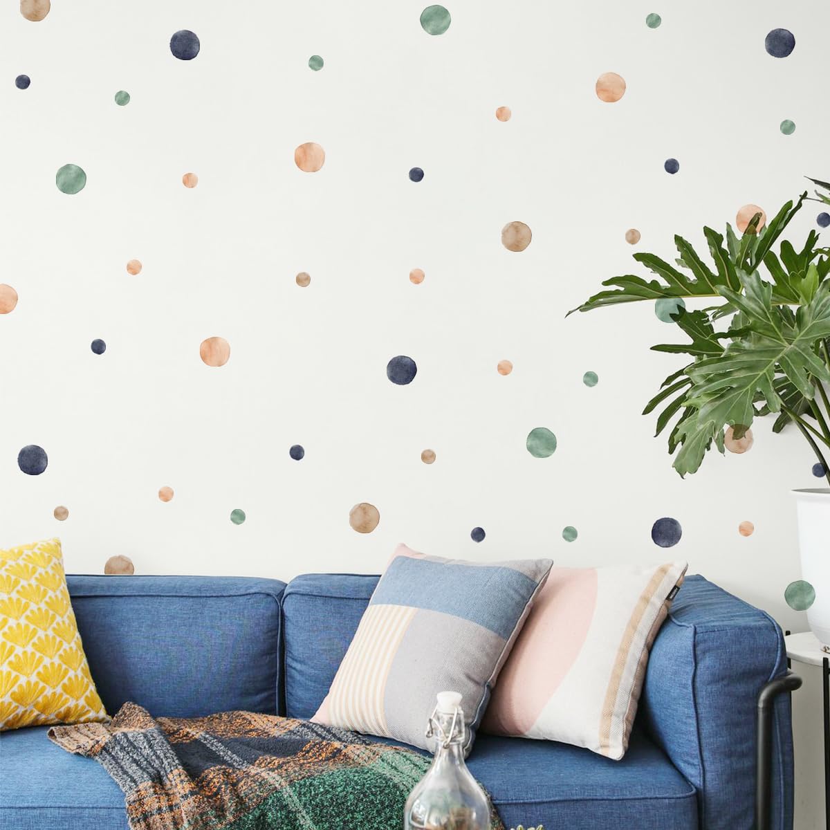 HJKlove 330 Calcomanías De Pared Con Puntos De Acuarela, Pegatinas De Pared De Lunares Bohemios Con Arcoíris Para Habitación De Niños, Multicolor