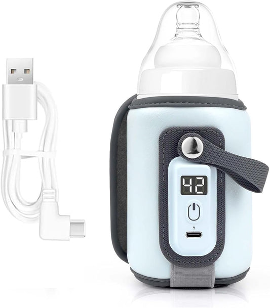 Calentador de Biberones UTRHHVS Portátil con Pantalla LCD Mantiene Leche Caliente para Viajes Largos