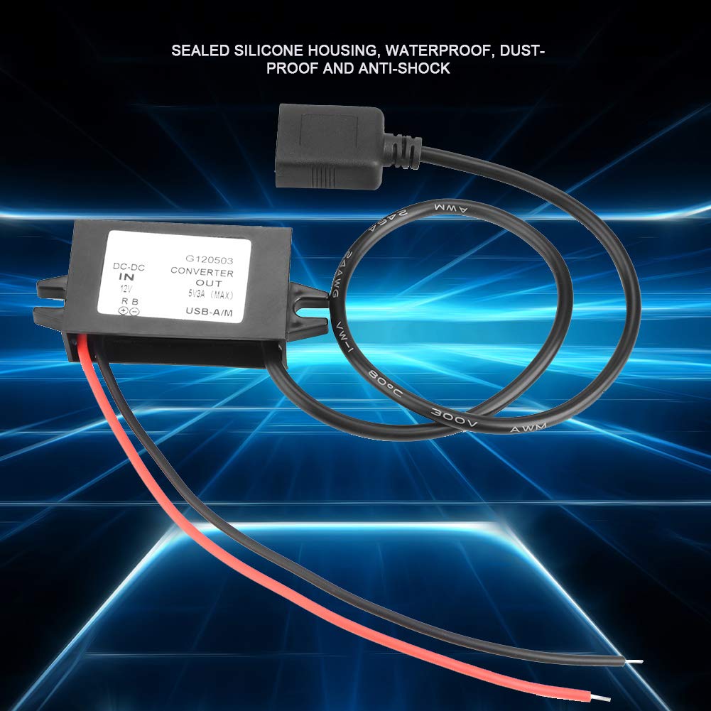 Convertidor DC-DC Módulo de Fuente de Alimentación Reductor USB Convertidor de Automóvil 12V a 5V 3A Conectores Adaptadores USB para Teléfono Pantalla LED de Audio para