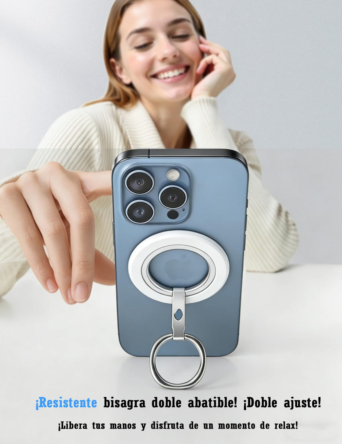 Soporte Magnético YCFXD Negro con Anillo de Doble Cara y Rotación de 360° para Celular Compatible con iPhone y Android