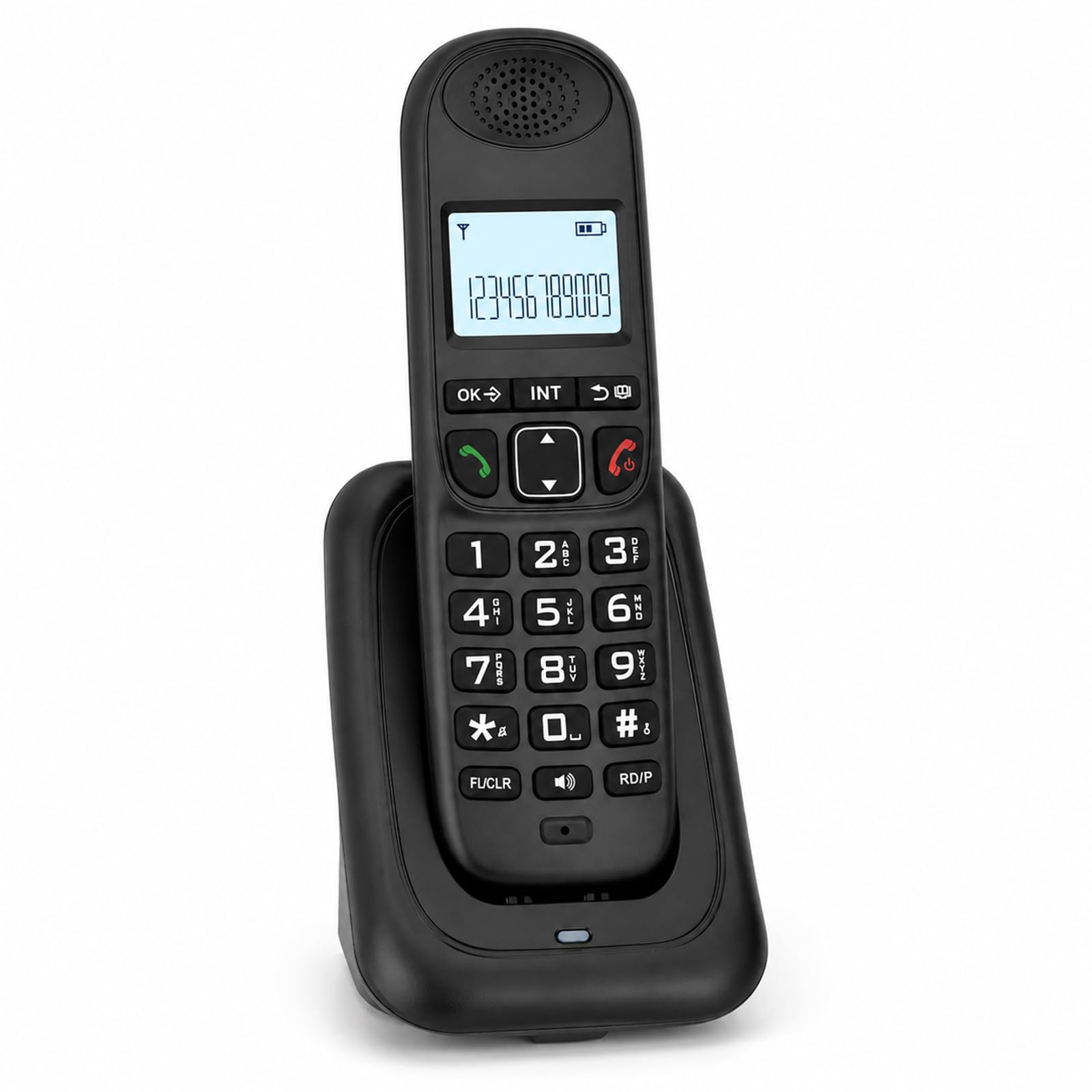 Telefono inalambrico casa con LCD visualización y botones grandes,DECT 6.0 con Expandible de 5 Teléfonos y 4 Bases,identificador de llamadas/llamada en espera,Altavoz dúplex completo,último remarcado