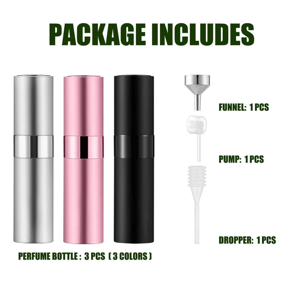 Mozzafiato 8ml Portable Mini Perfume Atomizer Botellas Vacías Recargable Spray Botella de Bolsillo Viaje Perfume Botellas para Colonias, 3PCS/Mix Colors B, 9 Piece Set,