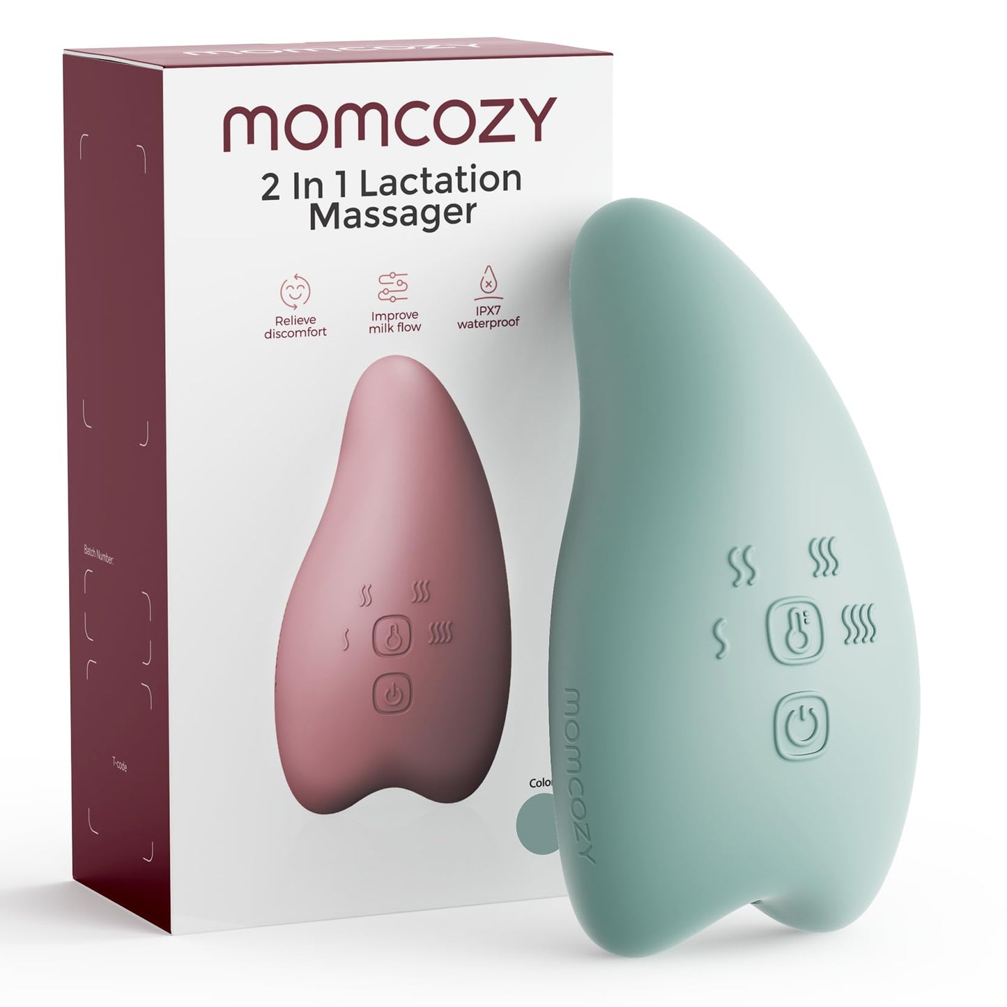Momcozy A1Pro Masajeador Eléctrico de Lactancia, Vibración Profunda y Calentamiento Rápido para una Extracción Eficiente, Función de Memoria y Carga Rápida, para Postparto, Azul-Verde