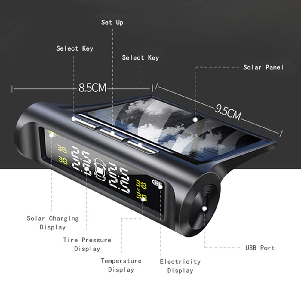 Keenso Monitoreo de Presión de Llantas,Monitoreo de Presión de Neumáticos con Sensor TPMS para Automóvil