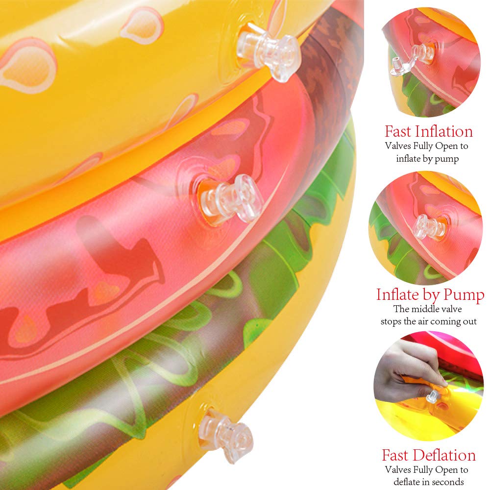 Piscina Inflable XFlated Hamburger Azul con 3 Anillos para Niños de 1 a 3 Años