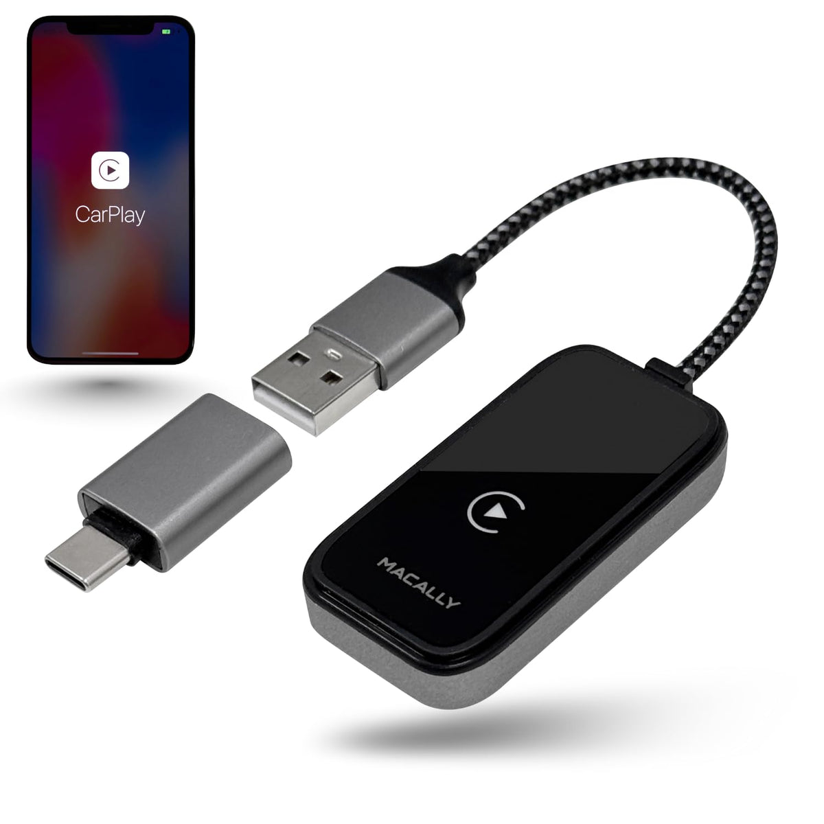 Adaptador Inalámbrico Apple CarPlay iPhone USB C y A para Coches 2017 o Más Nuevos