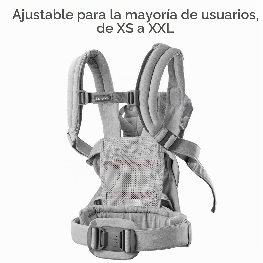 BabyBjörn Canguro Portabebé Harmony, Tejido Jaspeado, Gris claro | Ergonómico, para recién nacidos hasta los 3 años (3.2–15 kg), 4 posiciones, posición de piernas ajustable, suave y cómodo