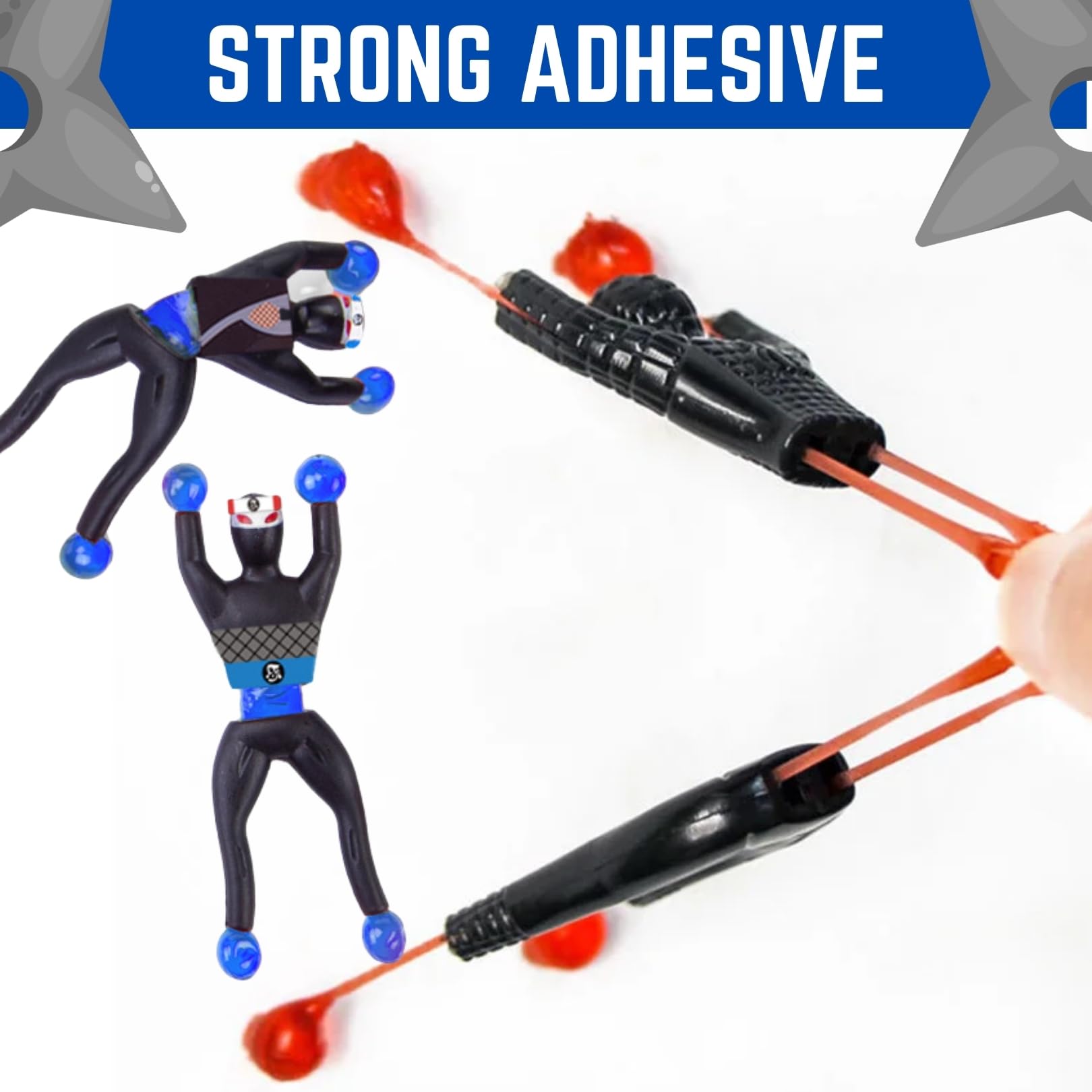 Liberty Imports Ninjas adhesivas para escalar en la pared con calcomanías de disfraces de bricolaje, escaladores elásticos para ventanas, recuerdos de fiesta, juguetes novedosos, para escalar, hombres rodantes para niños (paquete de 24)