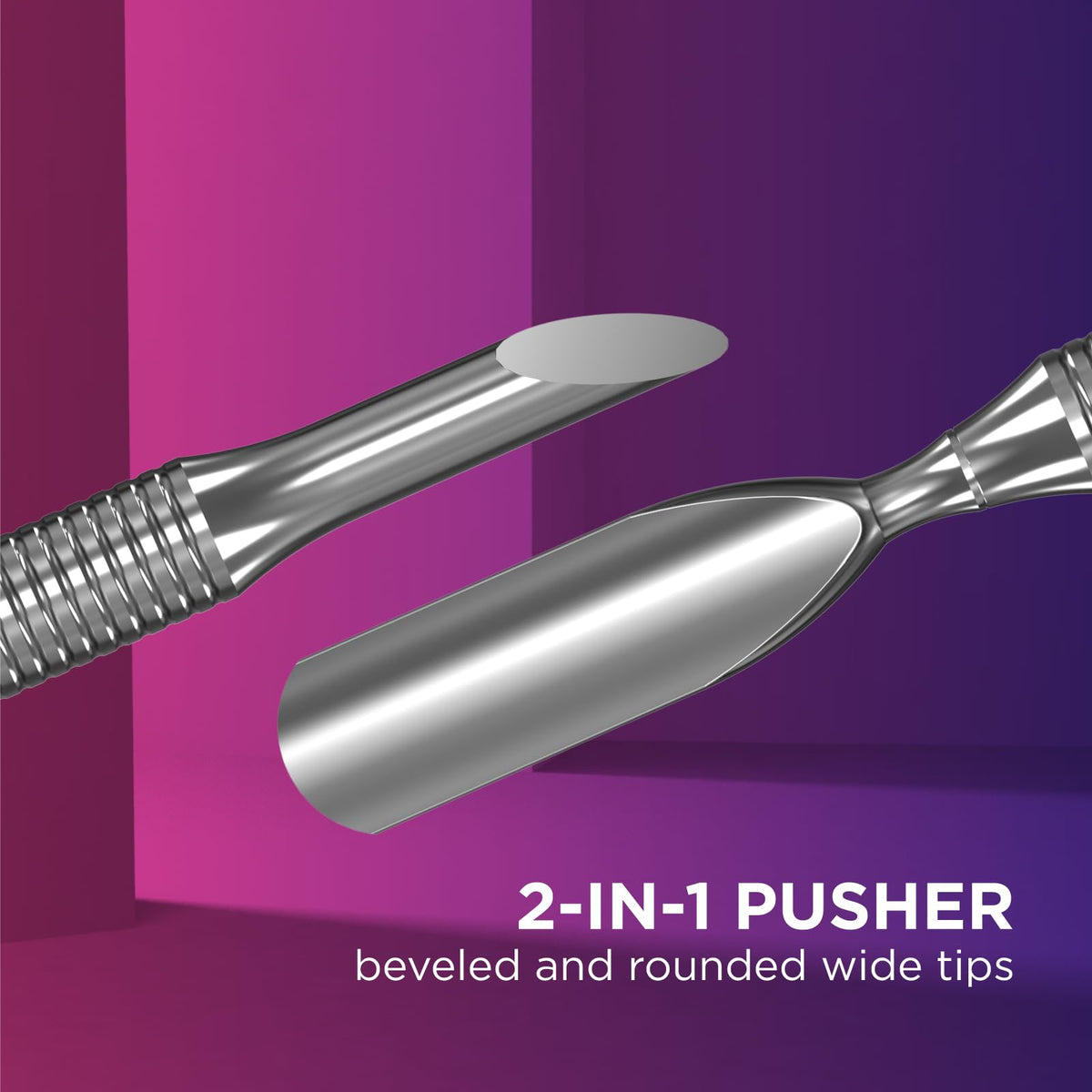 YUAKUOD Pusher Cuticle Manicure Pedicure Staleks Pro Expert Pe-90/2 Slant Pusher and Rounded Wide Pusher