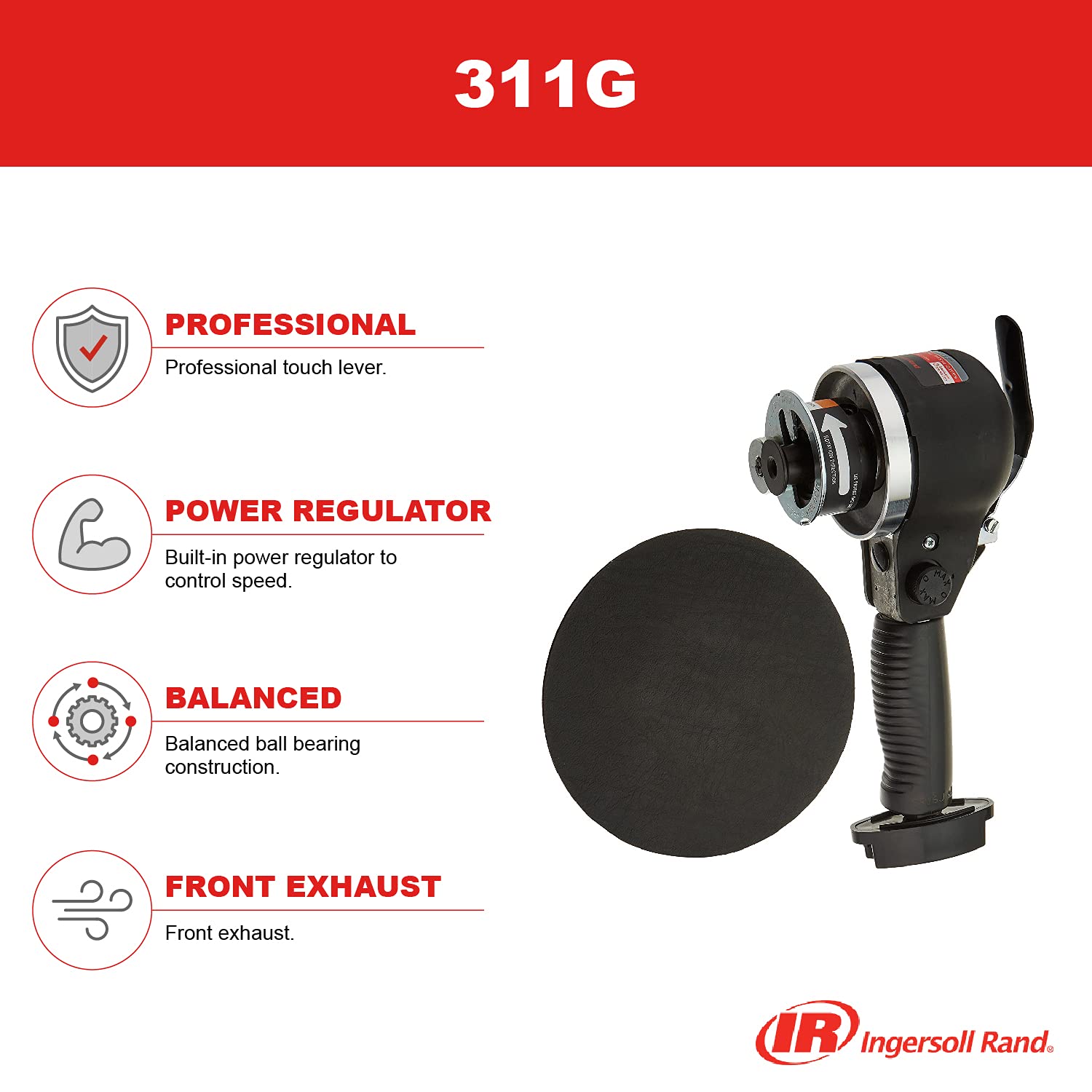 Ingersoll Rand 311G Lijadora de aire de doble acción, almohadilla de 6", 10,000 RPM, .25 HP, 4.2 lbs