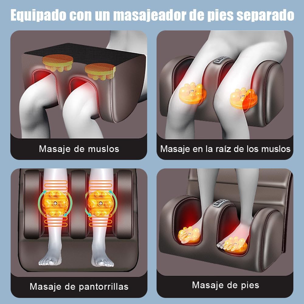 Mythya Cojín de Masaje Eléctrico, Masajeador de Cuerpo Completo, Colchoneta de Masaje con Calefacción, Almohadilla Masajeador de Espalda con Motores de Vibración, Máquina de Masaje de Piernas y Pies