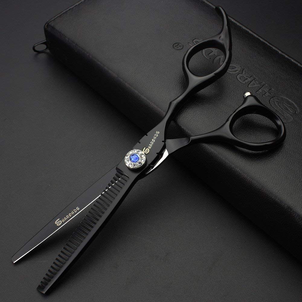 SHARONDS Juego de tijeras de 15.24 cm de acero inoxidable 440C de alta dureza para cabello de salón de peluquería, herramienta de corte y adelgazamiento especial para barberos (juego de tijeras