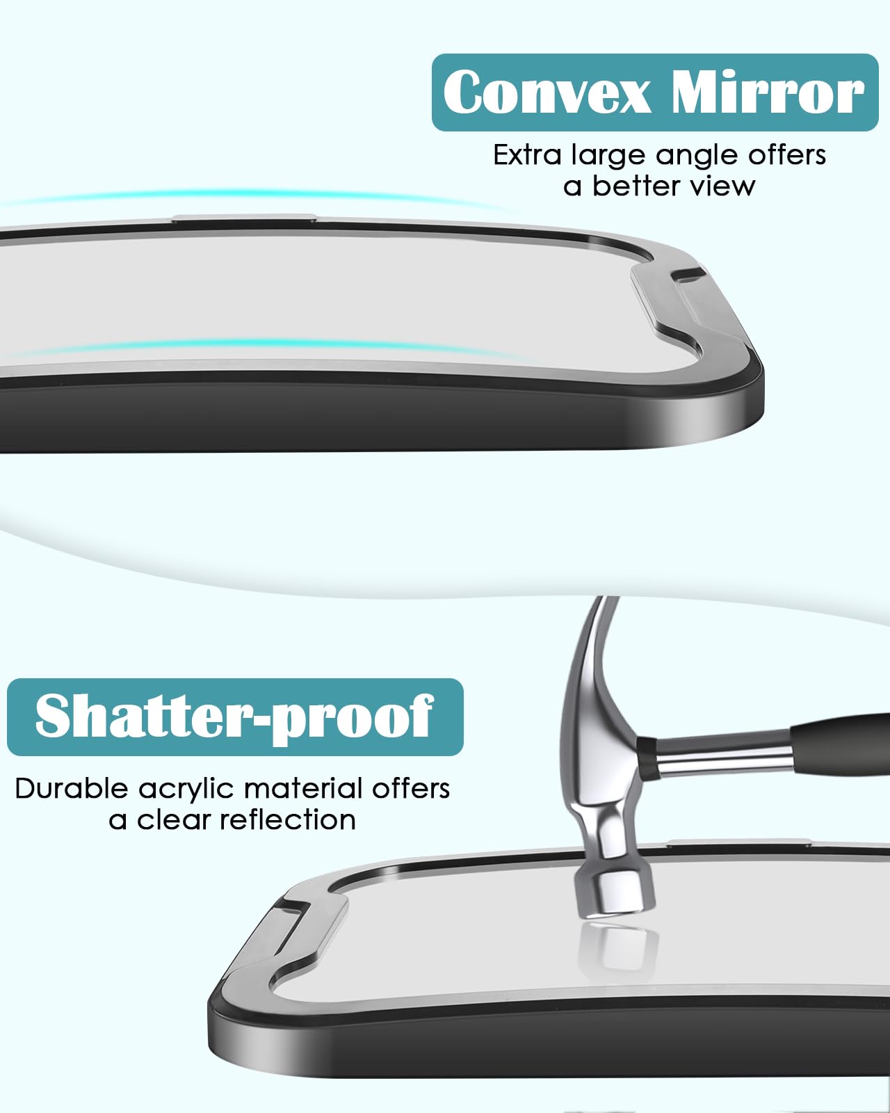 Zacro Espejo Retrovisor de Bebé Auto - Espejo Asiento Coche Bebe 360° Giratorio, 100% Inastillable, Correas Elásticas Ajustables para Silla Trasera de Bebé/Asientos de Niños