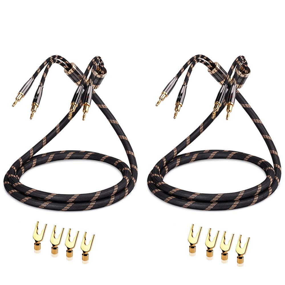 Cables de Altavoces SKW Dorado Trenzado Nylon Alta Fidelidad 1.5M