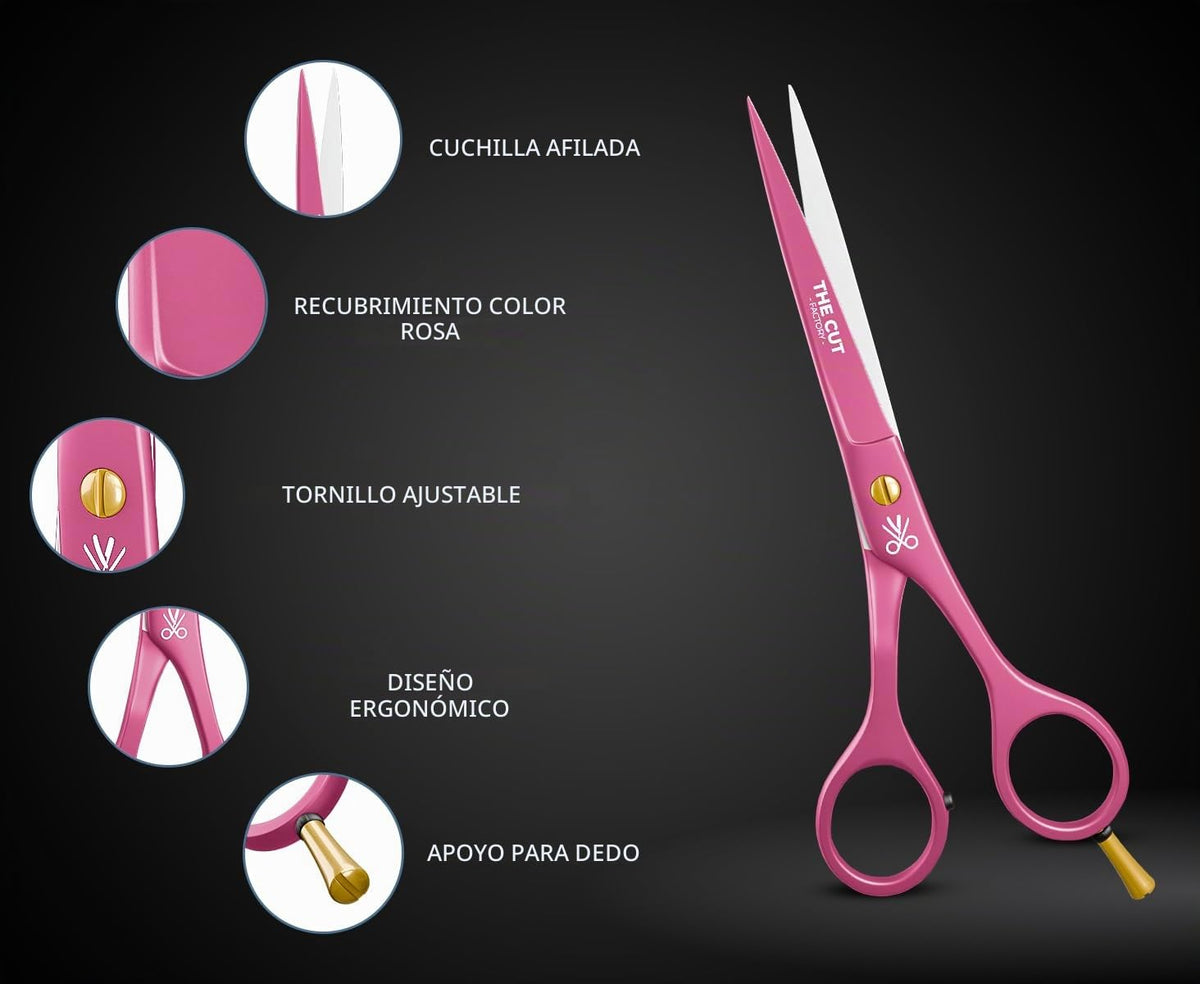 THE CUT - FACTORY - Tijeras para el cabello y tijeras de barbero profesionales - 6 pulgadas de acero inoxidable de primera calidad con hojas de borde de navaja suave - Uso para salón y uso personal
