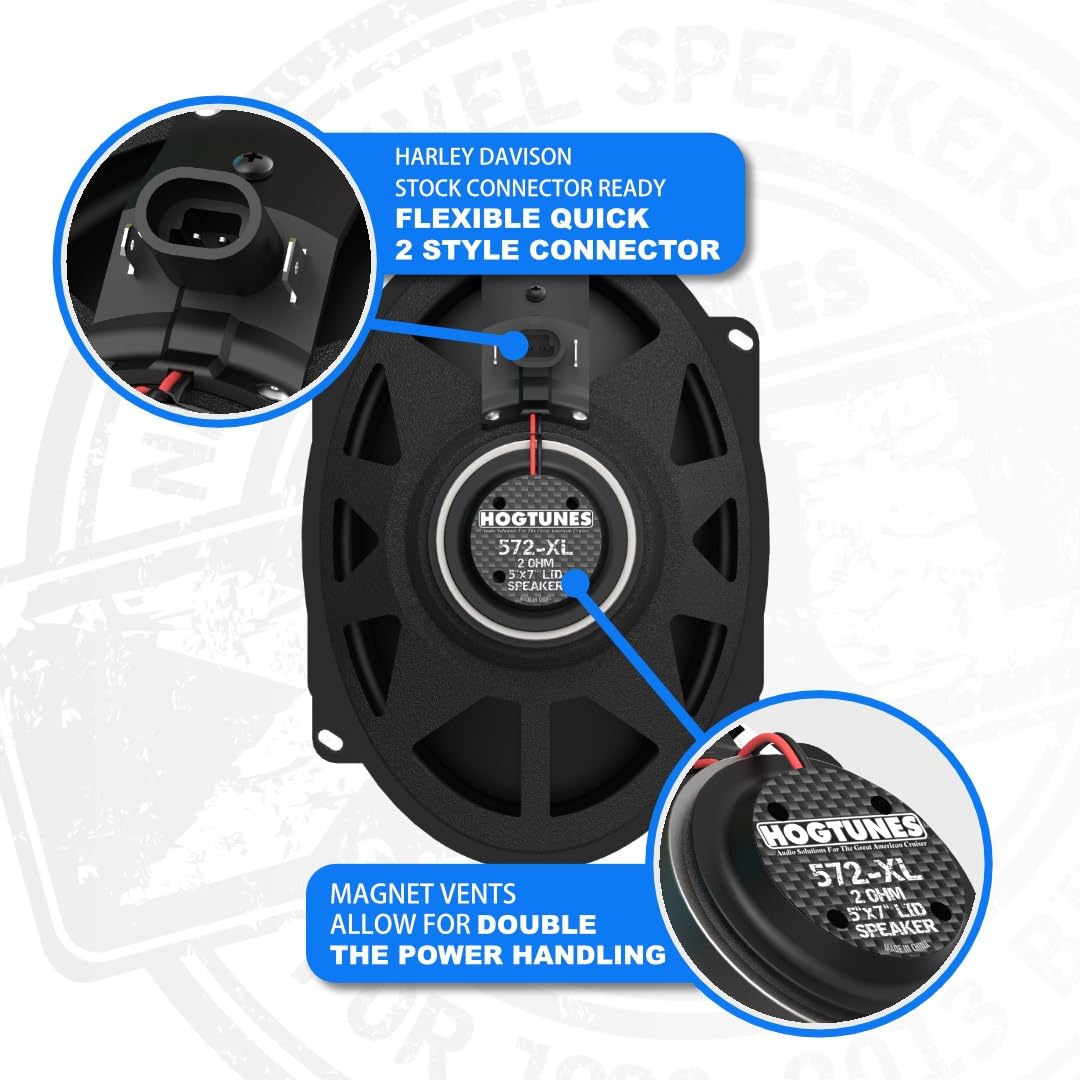 Hogtunes XL 572-XL Altavoces de tapa de repuesto de 5 x 7 pulgadas