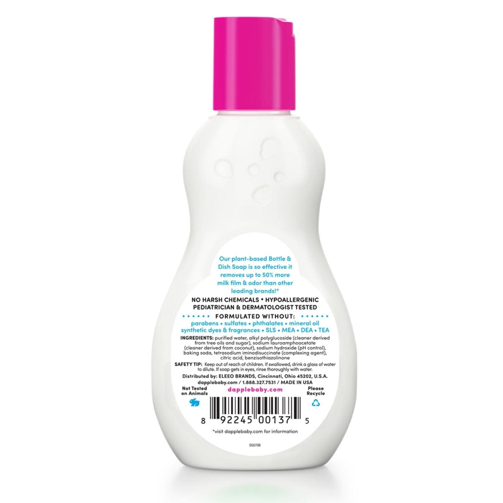 Dapple Baby Bottle & Dish Liquid Fragrance-Free Travel Size 3 oz by Dapple