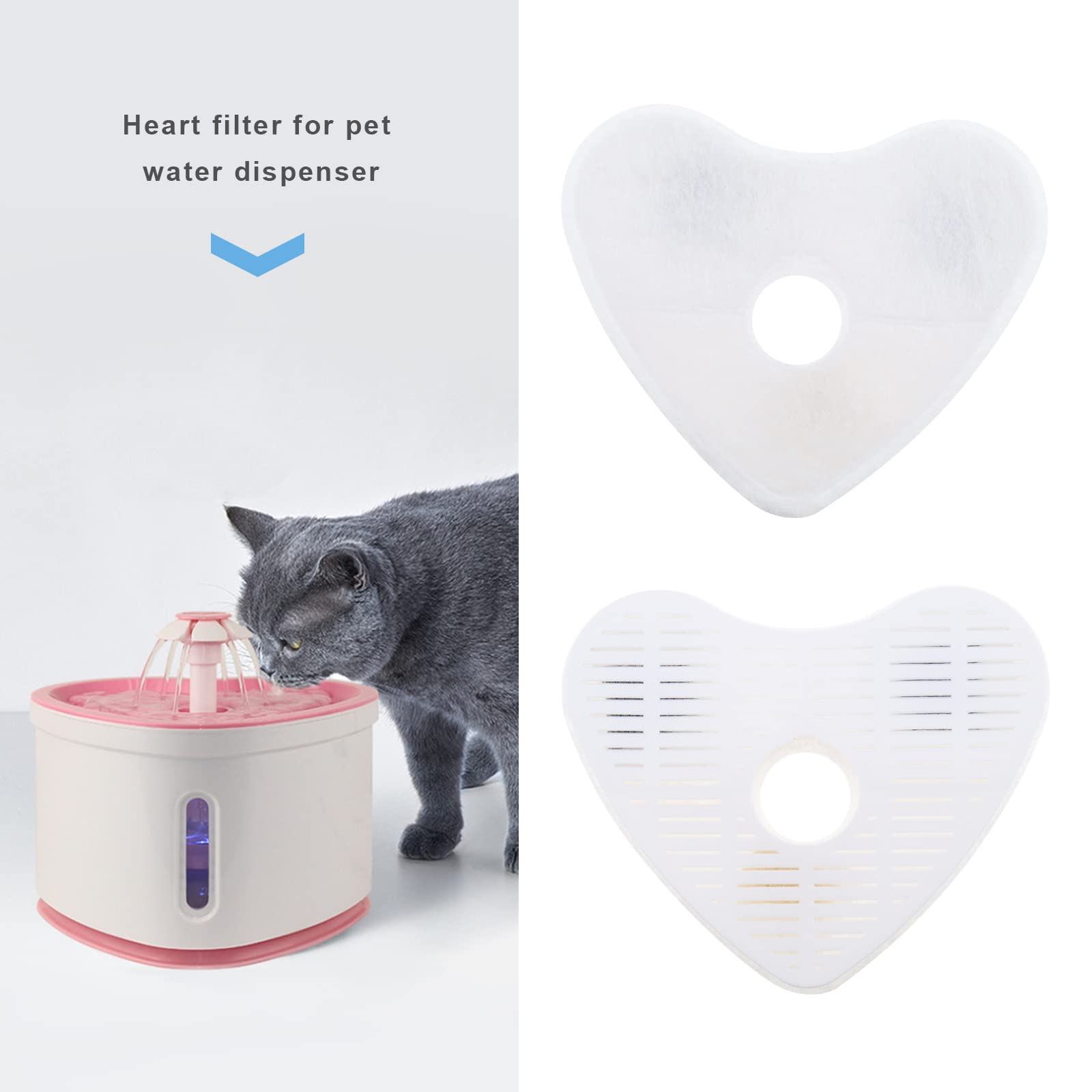 Filtros de Fuente de Agua para Mascotas Compatibles con Fuentes en Forma de Corazón de Flores