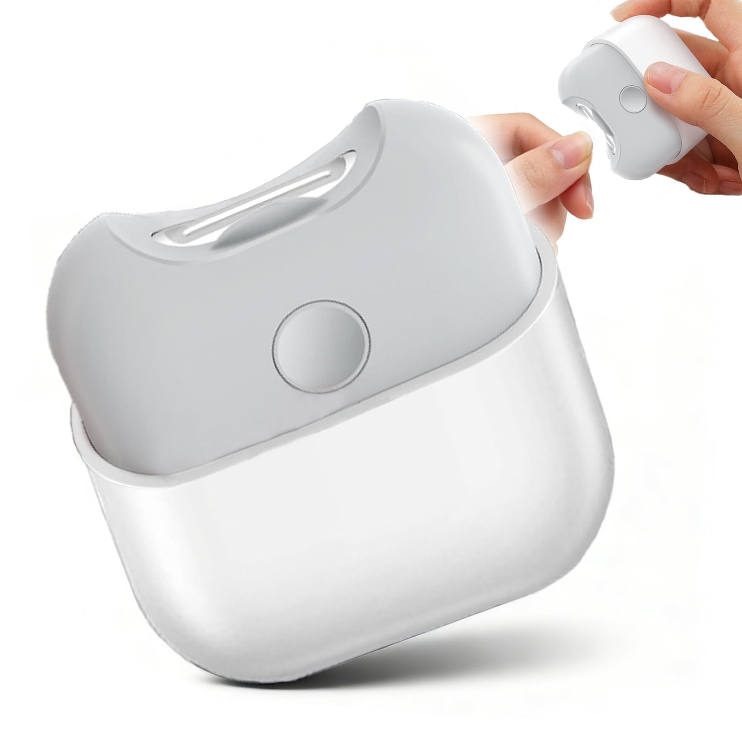 Mini cortaúñas eléctrico, recortadora automática de uñas con luz LED y almacenamiento de restos de uñas, recortadora de uñas recargable para bebés y personas mayores (blanco)