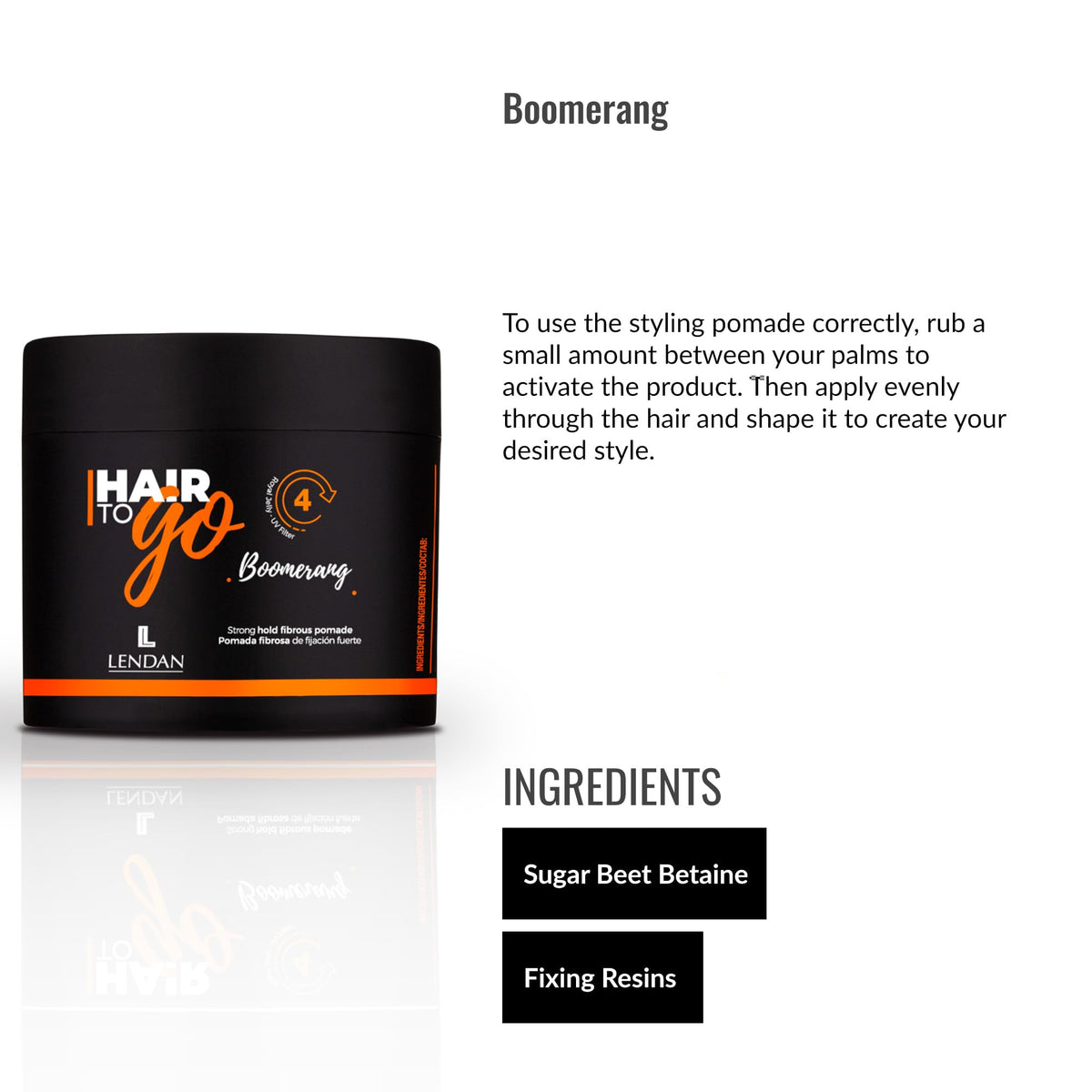 Lendan Hair To Go Boomerang Fibrous Pomade – Strong Hold & Matte Finish, 100ml