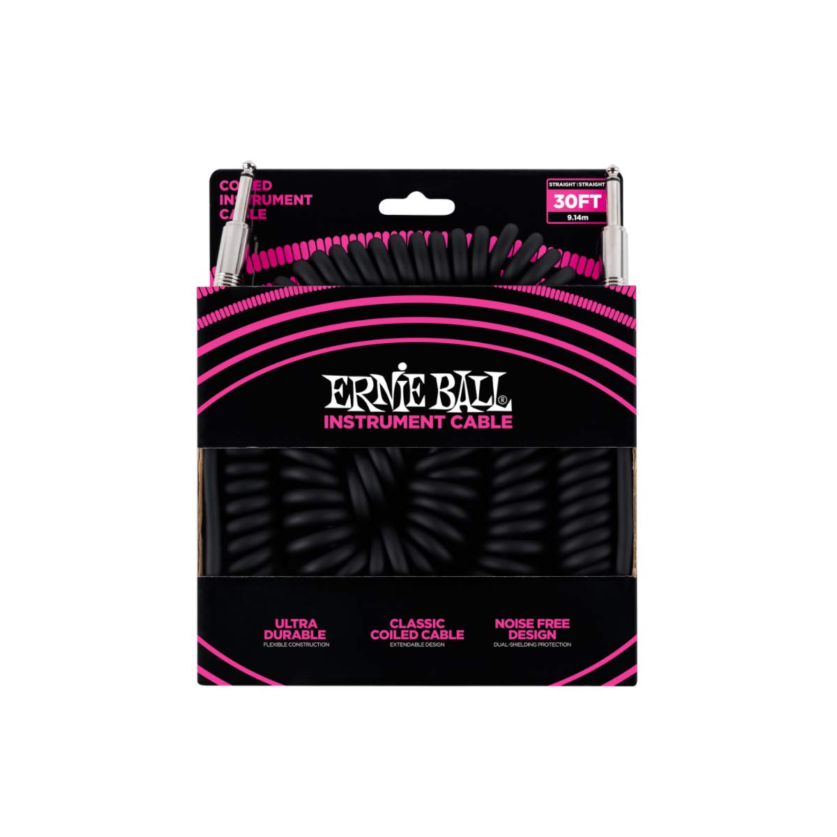 Ernie Ball - Cable para instrumentos, recto/recto, 9,1 m, color negro
