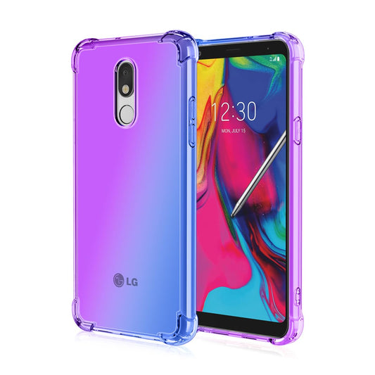 DABUNA Funda para LG Stylo 5 Case Uso Rudo,Transparente Colores Degradados Protectora de Cámara Anticaída Carcasa Bumper(Púrpura Azul)