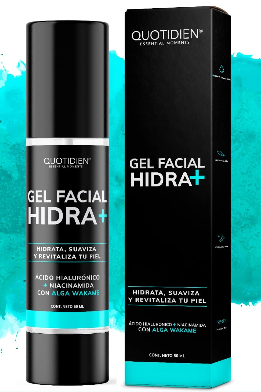 Gel Hidratante Facial con Ácido Hialurónico + Niacinamida + Alga Wakame | 97% Ingredientes Naturales | Hidratación Extrema | Suavidad | Aumenta la Luminosidad Natural de tu Piel | Oil-Free | Ideal Para Todo Tipo de Piel | Crema Hidratante facial de rápida