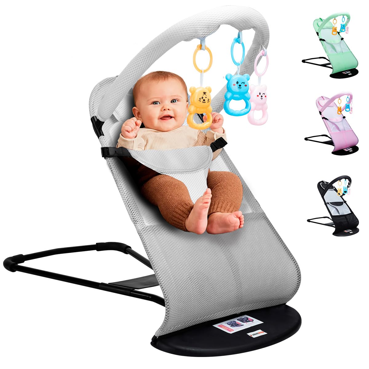 Silla Mecedora SELECTSHOP Gris Portátil de Lujo Asiento Transpirable y Cómodo Para Bebé