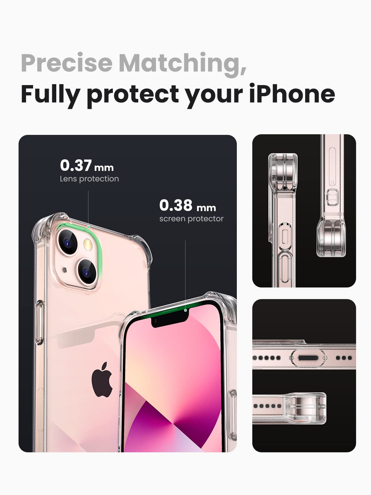 Funda iPhone 13 UGREEN Transparente Protección Choque Cojín de Esquina