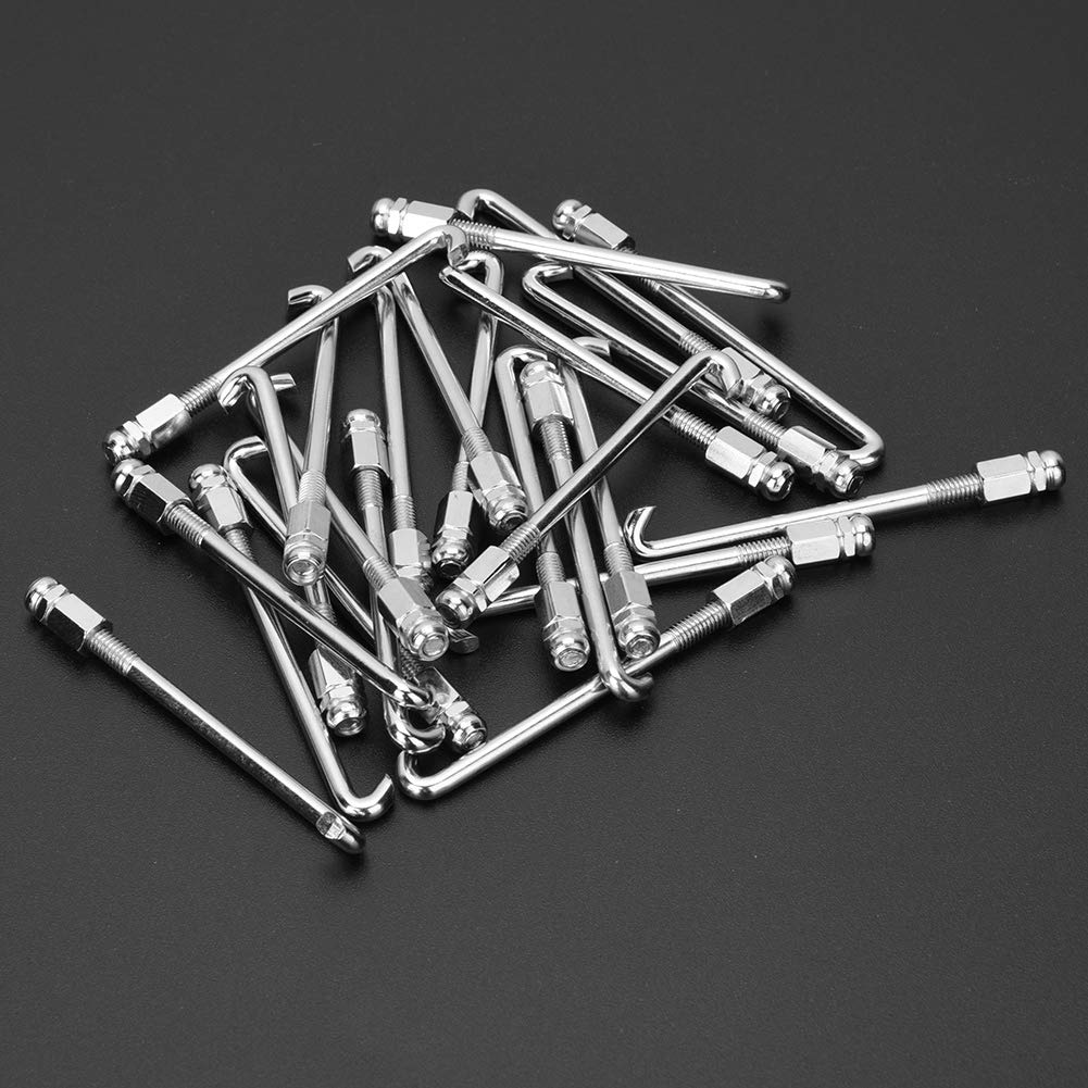 Yencoly Soportes de Gancho de Banjo, Juego de Tuercas de Banjo Accesorio 24 Piezas Ganchos de Banjo Piezas de Metal Plateado Cromado Accesorios para Instrumentos Musicales Soportes de Gancho