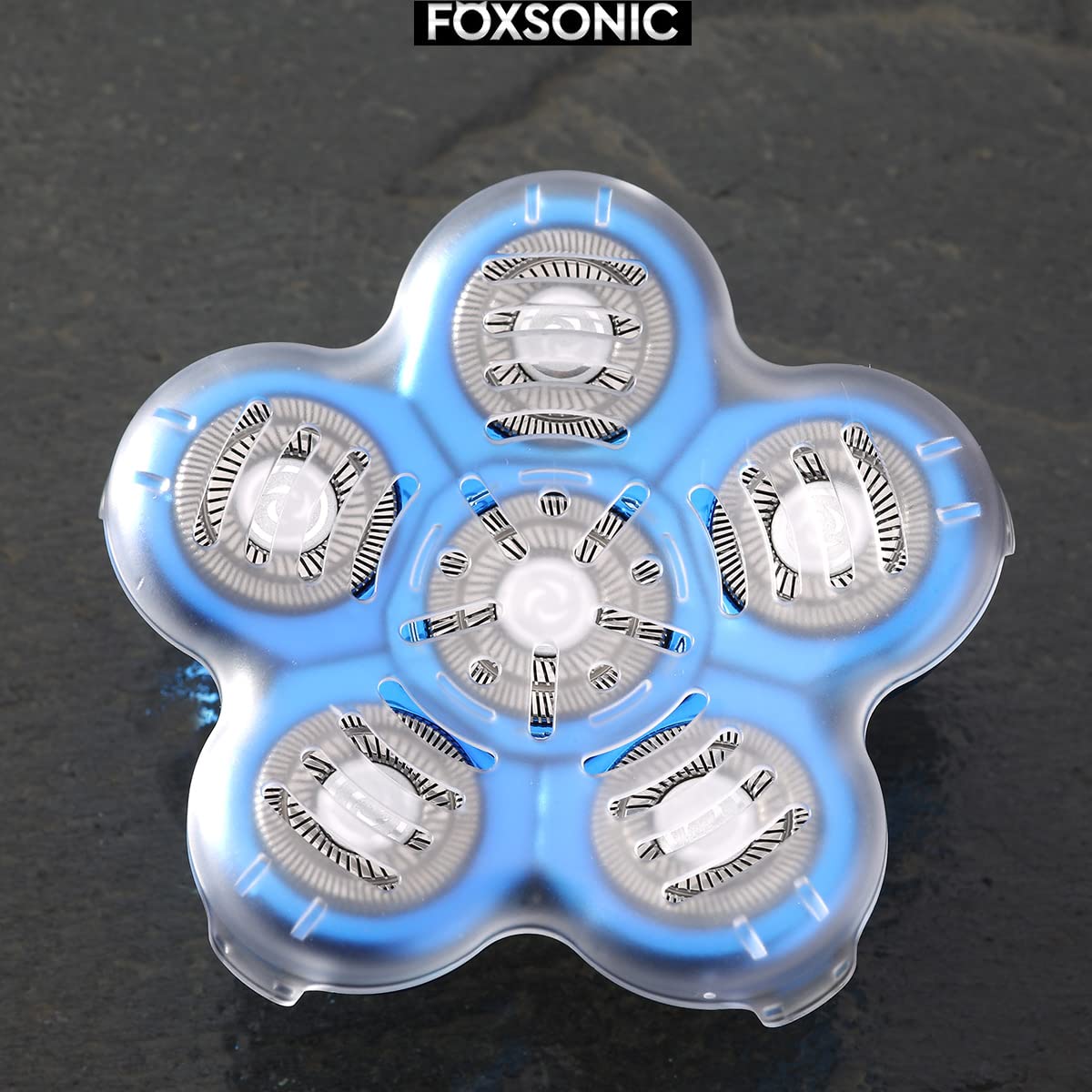FOXSONIC- Cabezales de repuesto para afeitadora de cabeza de 6 hojas azules, cabezales de repuesto para afeitadora de cabeza de 6 hojas, cuchillas de repuesto para afeitadora de cabeza calva