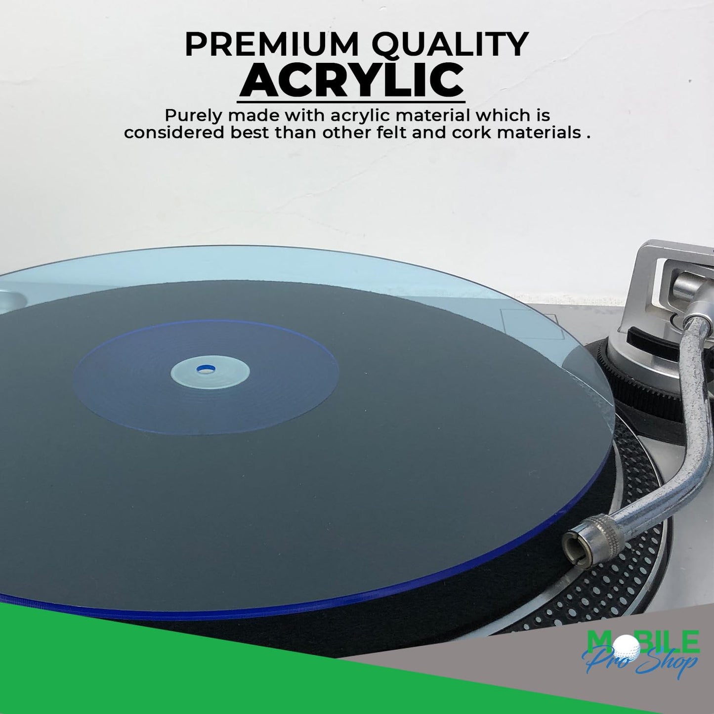 Tapete Giratorio Acrílico Mobile Pro Shop Azul para Tocadiscos Vinilo 12 Pulgadas de Mayor Espesor