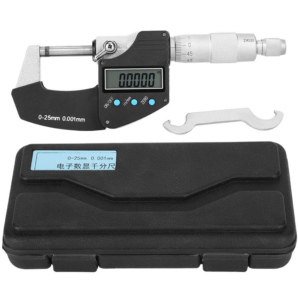 Micrómetro Digital Pantalla Grande Precisión Métrico Externo Imperial 0-25 mm para Medición de Espesor