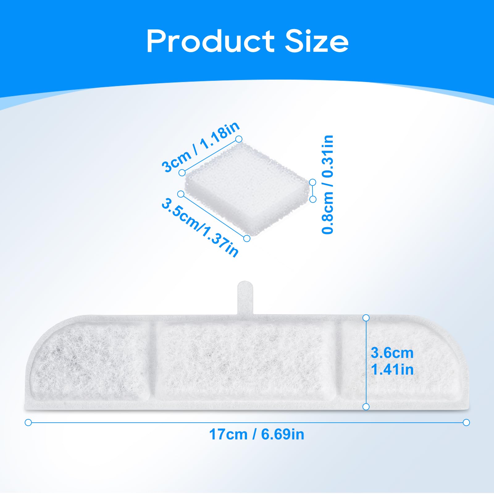 Cunina - Filtro de fuente de agua para gatos compatible con DownyPaws Fuente de agua inalámbrica para gatos de 84 oz/2.5 L, 12 paquetes de filtro de fuente para gatos funciona con pilas DPWFP6