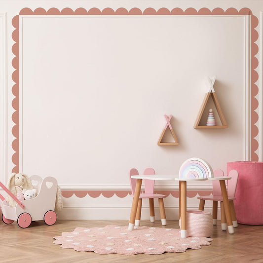 Pegatina de pared con borde festoneado, borde de puerta festoneado, borde de festoneado, borde festoneado para guardería, recámara de niños, sala de estar, hogar, decoración de pared escandinava