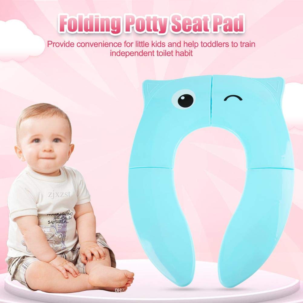 FTVOGUE Asiento de inodoro Niños, asiento de inodoro portátil de viaje plegable con 4 alfombrillas antideslizantes, diseño de búho (03)