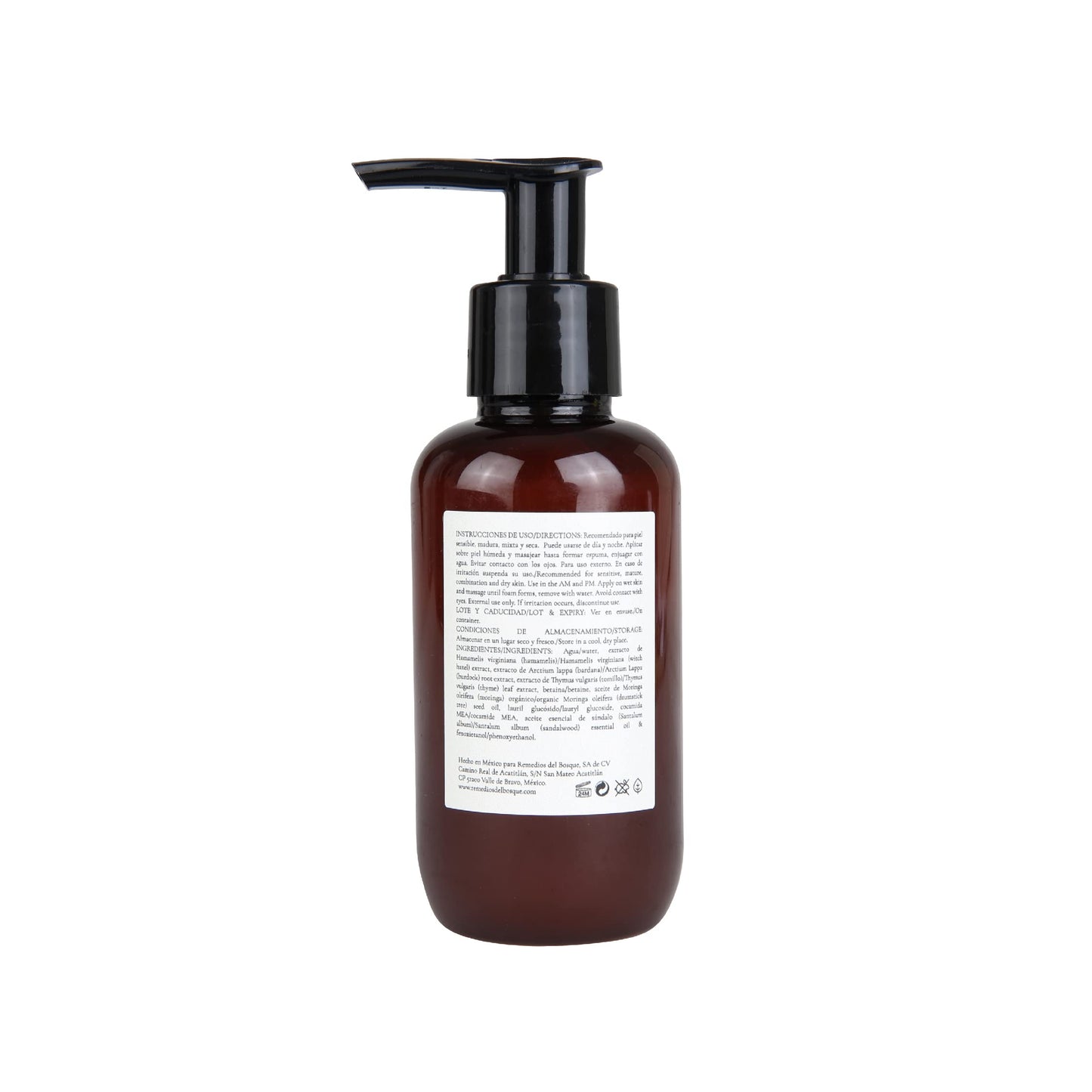 Remedios del Bosque Jabón Purificante para Cara con Moringa y Bardana, Jabón Líquido Antioxidante no Reseca, para Piel sensible, madura, mixta y seca, 125 Mililitros