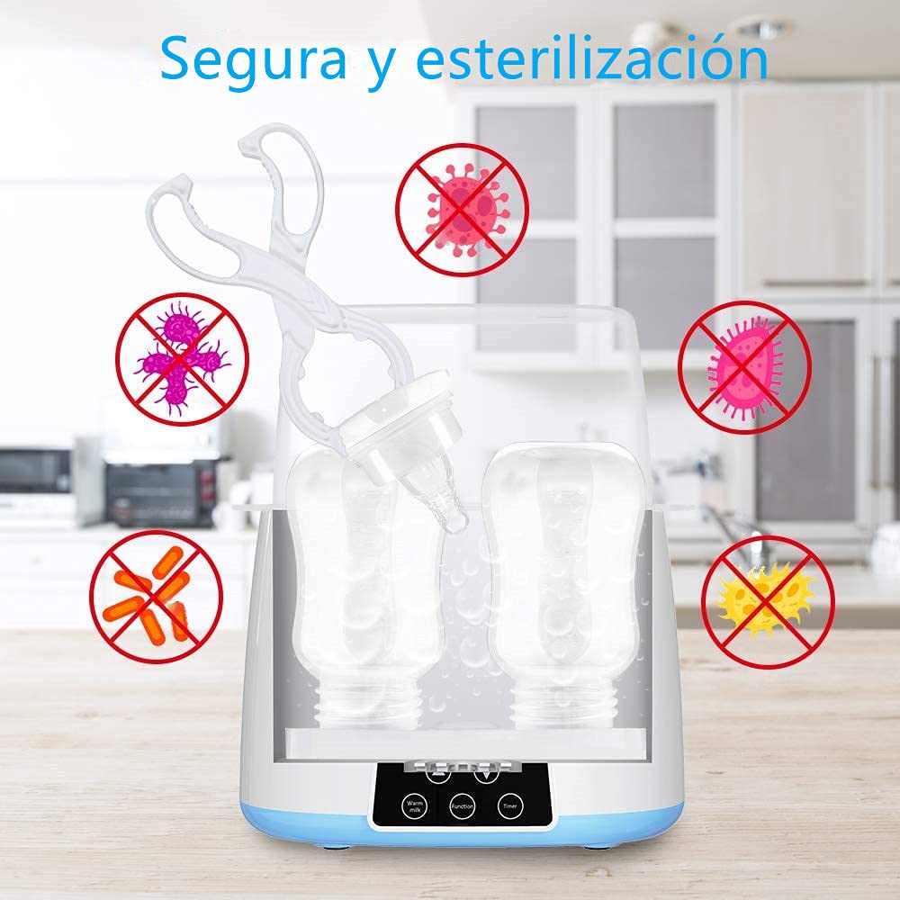 Calienta Biberones para Bebé, 5 in 1 Calienta Biberones Portátil de Botellas Dobles, Inteligente Control Táctil Calienta Biberones Control Preciso de Temperatura para Leche Materna o Fórmula