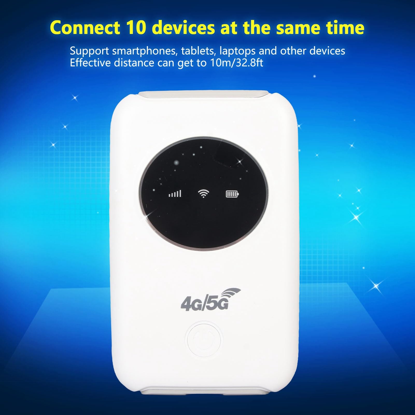 Chazcool Punto de Acceso Móvil WiFi 4G LTE, 5G WiFi Hotspot Desbloqueado 300Mbps, con Ranura para Tarjeta SIM, Soporte de Enrutador WiFi Hasta 10 Dispositivos Conectados, WiFi Móvil Portátil de Viajes