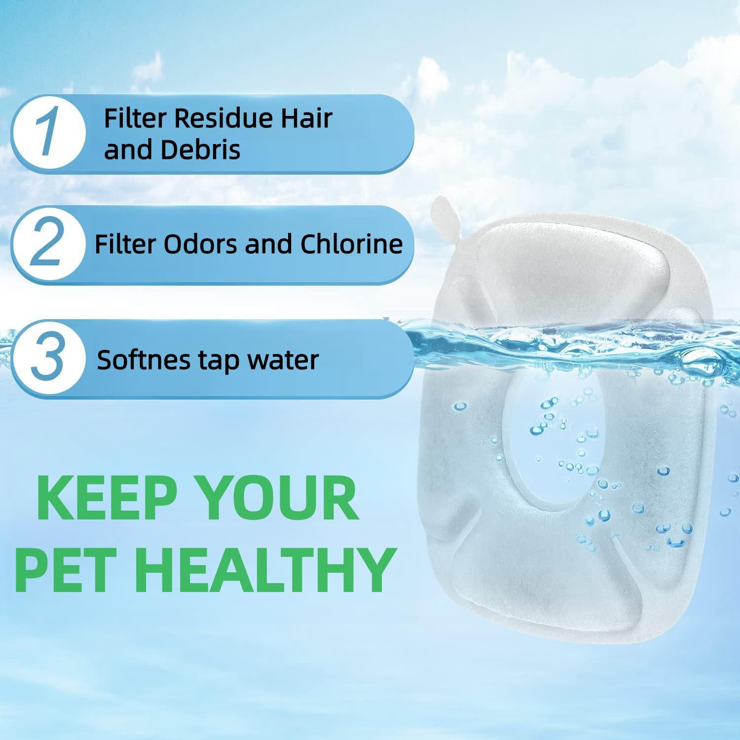 Allxin - Filtros de repuesto para fuentes de gatos de 4 pulgadas con esponjas prefiltrantes para dispensador automático de agua para perros de 74 onzas, 94 onzas y 148 onzas (16 unidades)