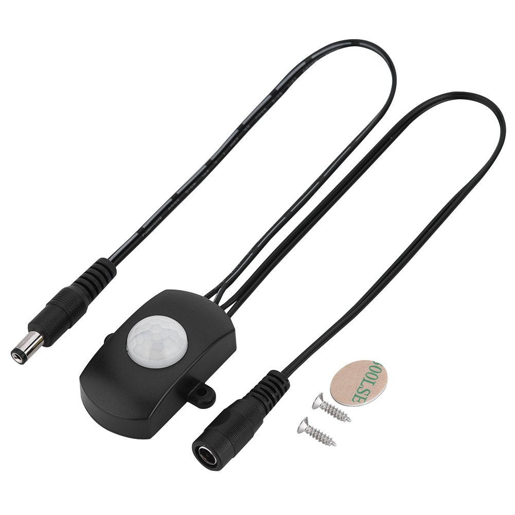 Interruptor Diyeeni 120 Grados 2-360 Segundos Rango de Retardo Ajustable,5A DC 5-24V Mini PIR Sensor Infrarrojo,Sensor de Movimiento Detector,LED Tira Interruptor Automático (negro)