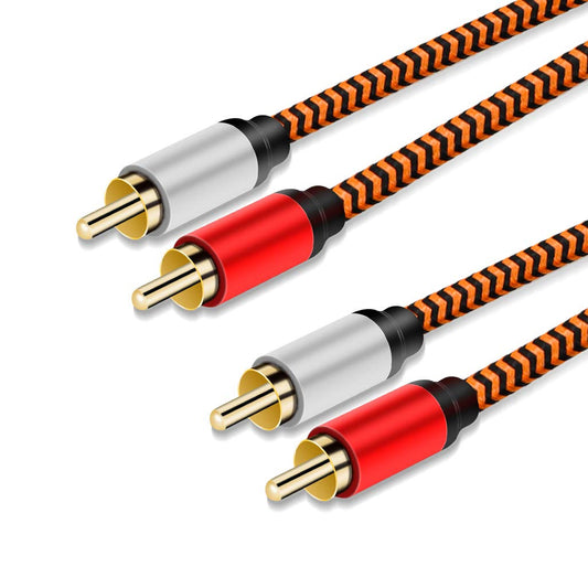 Cable de Audio Estéreo LiuTian 2RCA a 2RCA Dorado 15M para Home Theater, HDTV y HiFi