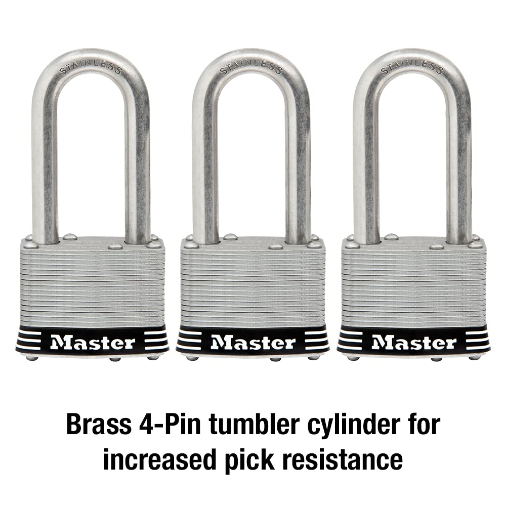 Candado de Acero Inoxidable Master Lock Exterior Llave Paquete de 3 Unidades