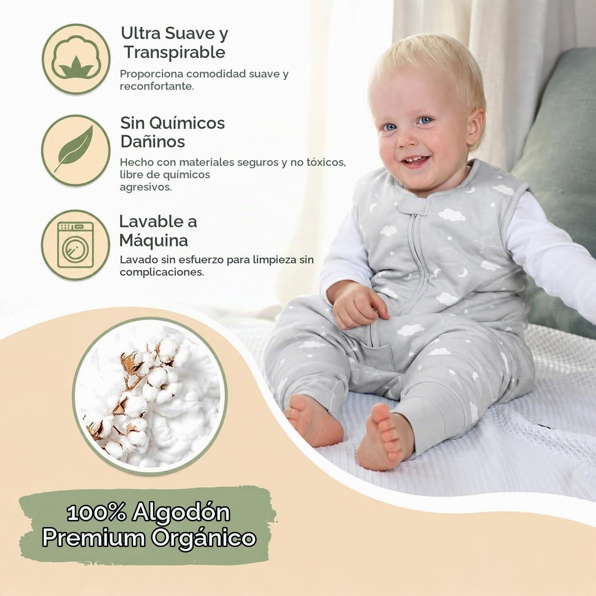 Mama Cheetah Saco de Dormir para Niños Pequeños con Pies 2T, 1.0 TOG Mantas Portátiles de Algodón Orgánico para Bebé con Piernas, Saco de Dormir para Bebé para Caminantes, Caminante Temprano Mediano