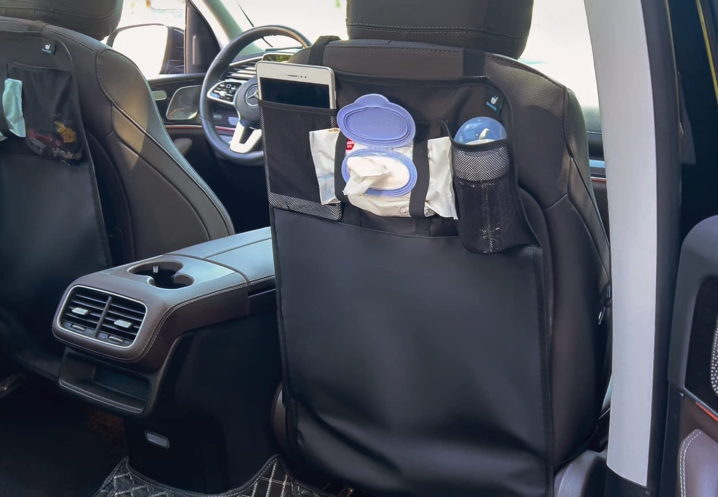 Termichy Protector del Asiento para Coche- Funda Trasera con Protección de Ruedas con Organizador Trasero- Protector de Asiento Trasero (2 PCS)