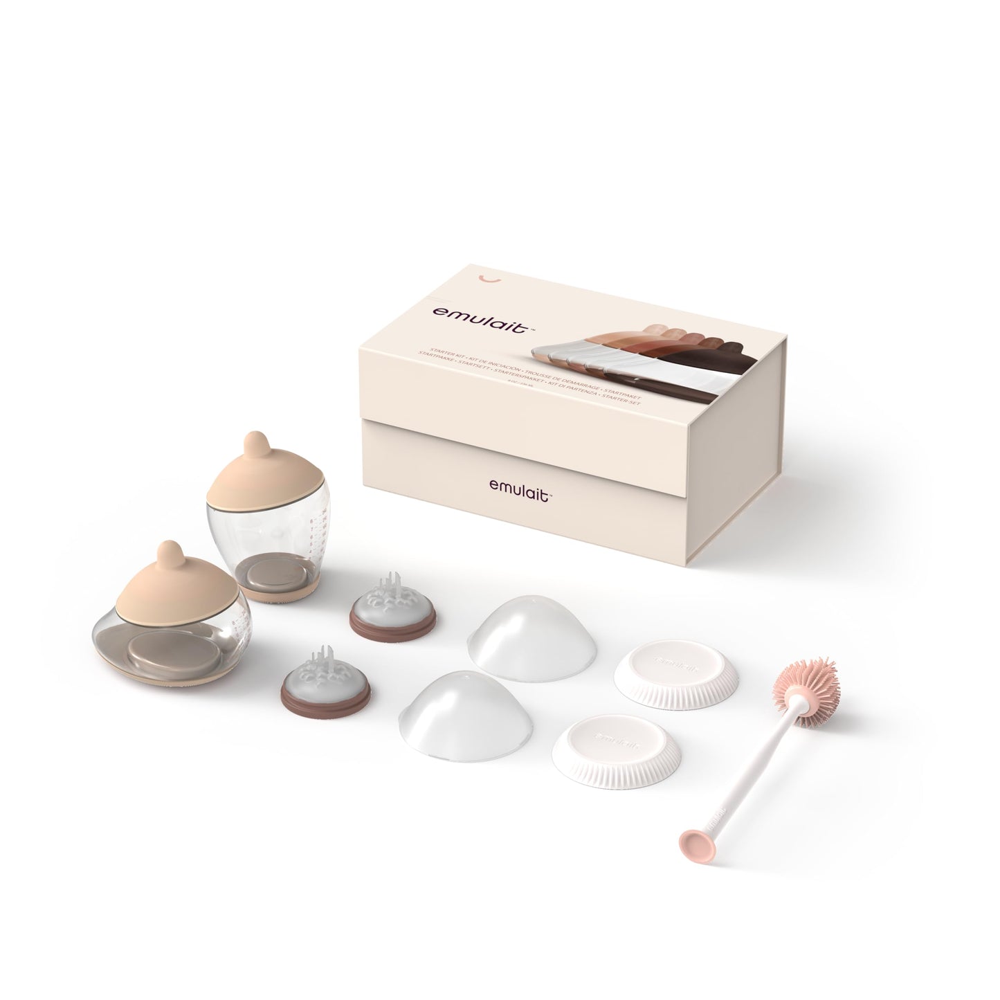 Emulait Kit de inicio para biberones Incluye 2 biberones, 2 tetinas, 2 tapas, 2 válvulas de flujo sensible, cepillo de limpieza - Fair - Shape 2-RFV