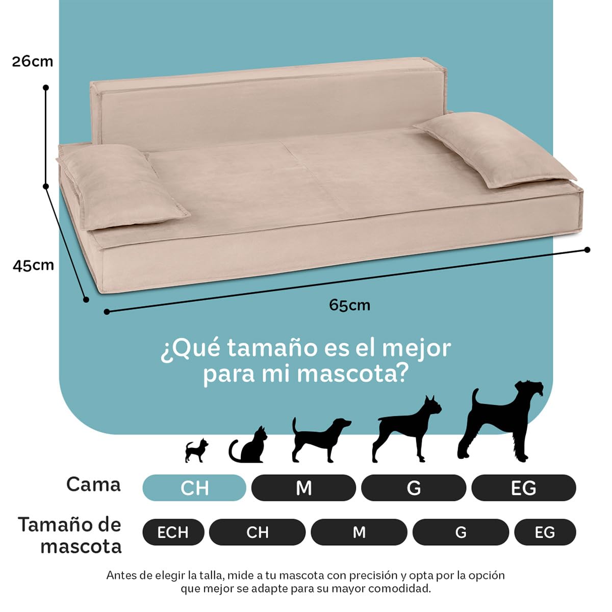 Sofá Cama Ortopédica ESQUIMAL Champagne con Funda Lavable para Perros y Mascotas