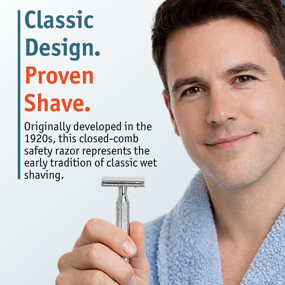 Merkur 3-Piece Double Edge Safety Razor, Chrome-Plated 42001, 0.2 Lb.